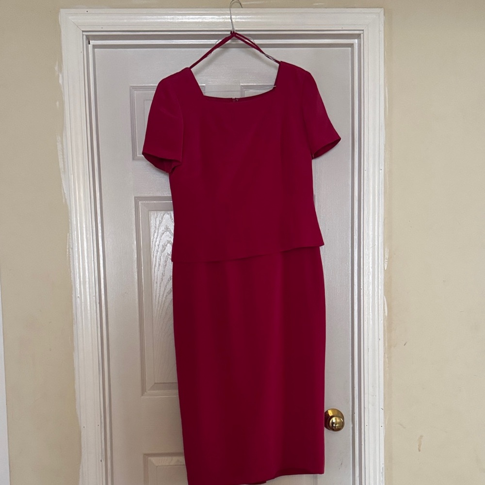 Talbots Bright Fuchsia Silk Midi Sheath Dress